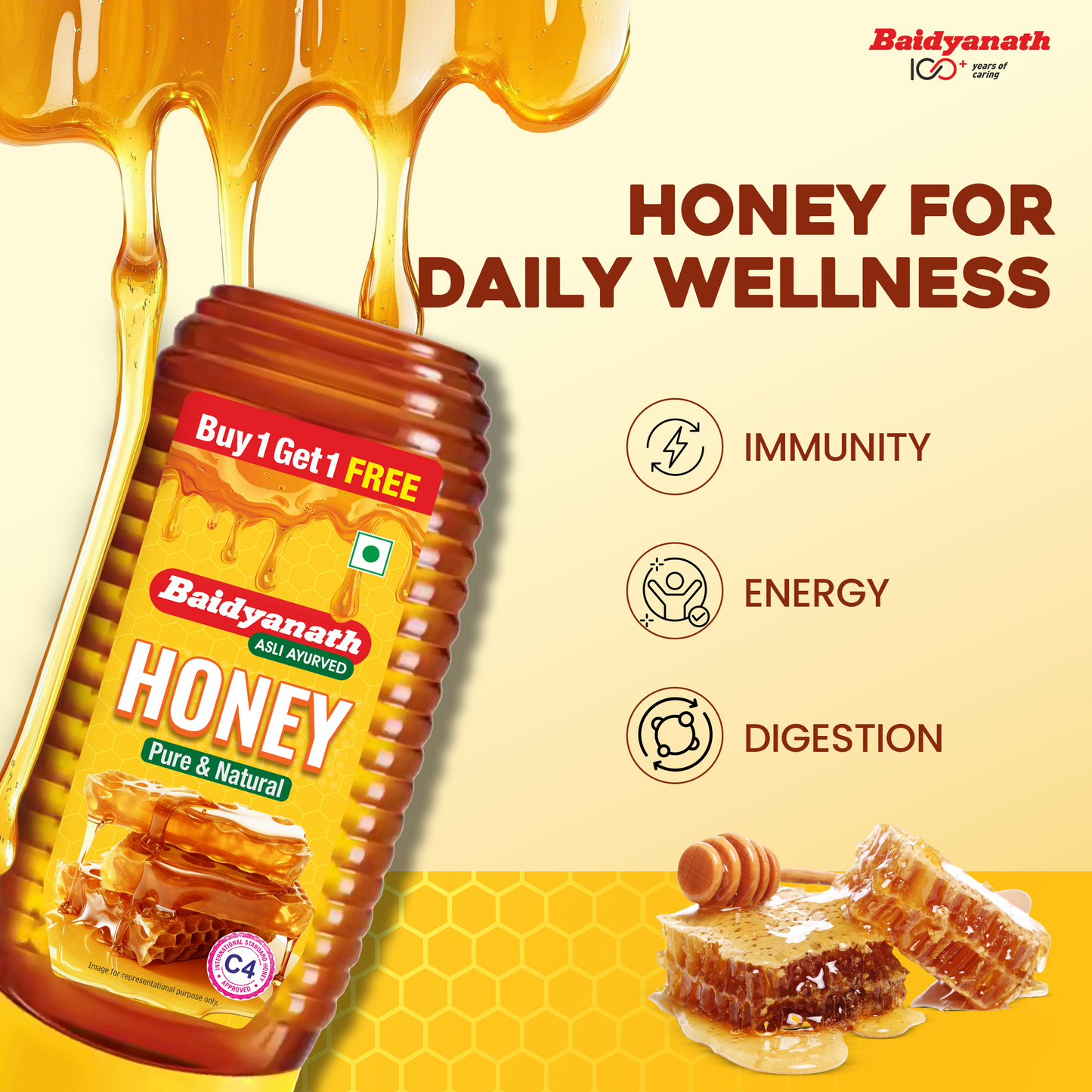 Baidyanath Squeeze Honey in Easy Squeeze Bottle for Healthy Sweetening